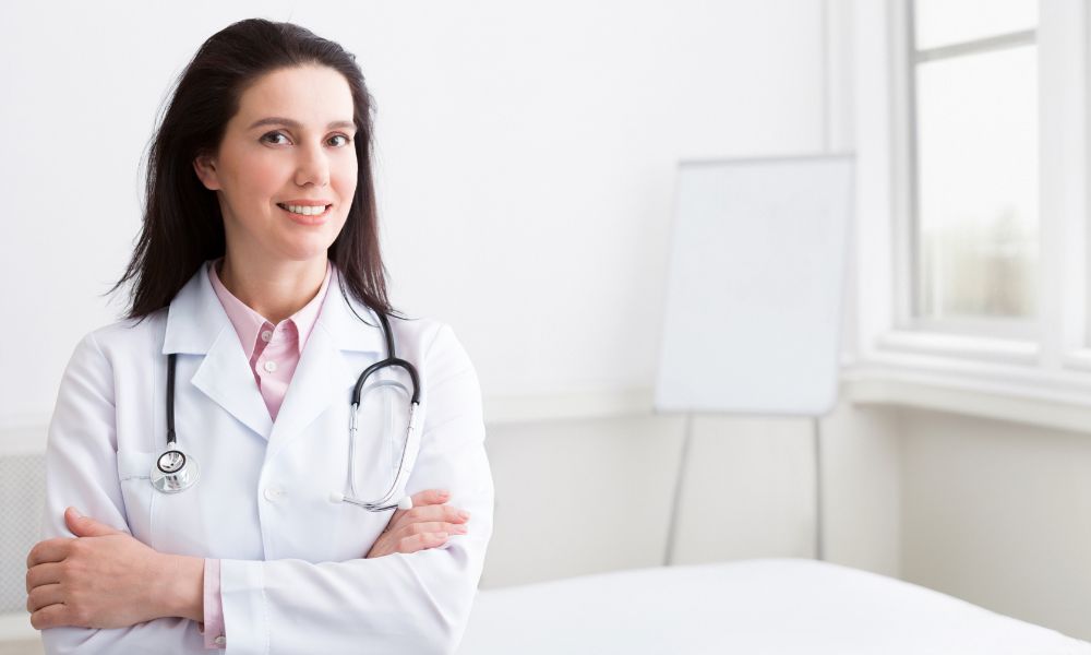 a doctor in an empty practice