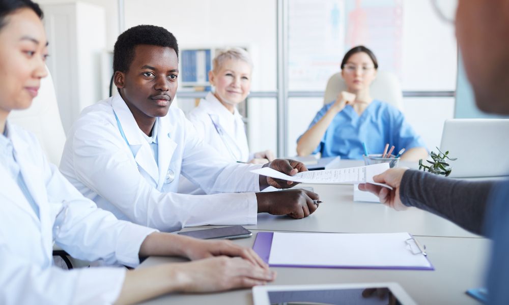 a team meeting at a medical practice
